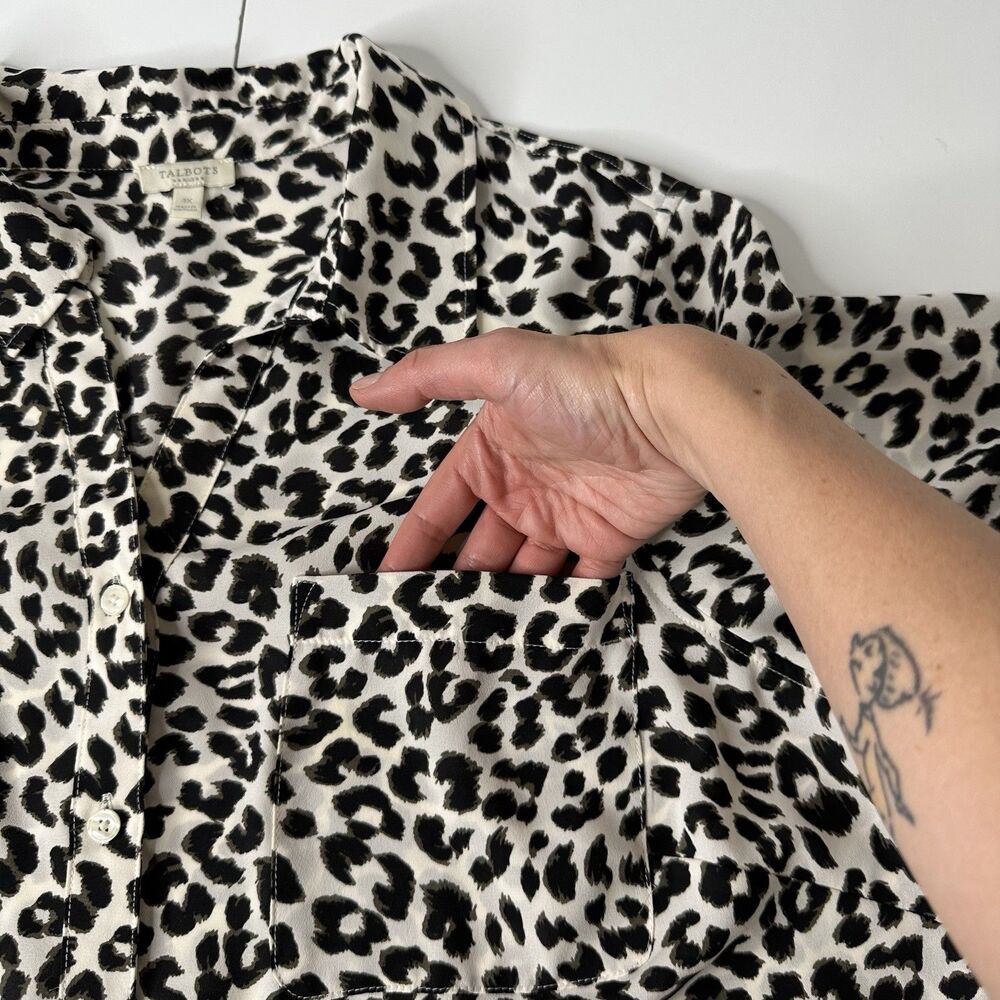 Talbots Plus Leopard Print Button Front Blouse Sz… - image 9